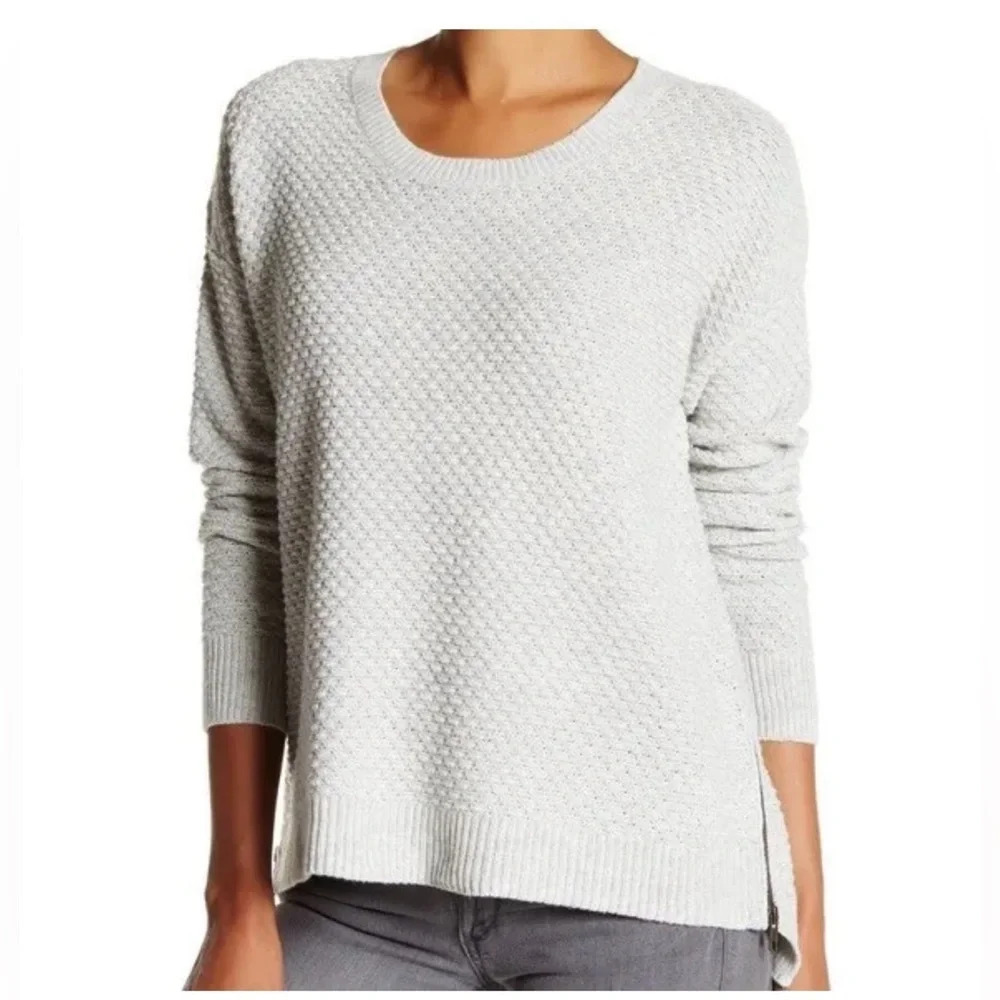Madewell XXS Landmark Textured Sweater Crewneck Side Zipper Pullover Gray